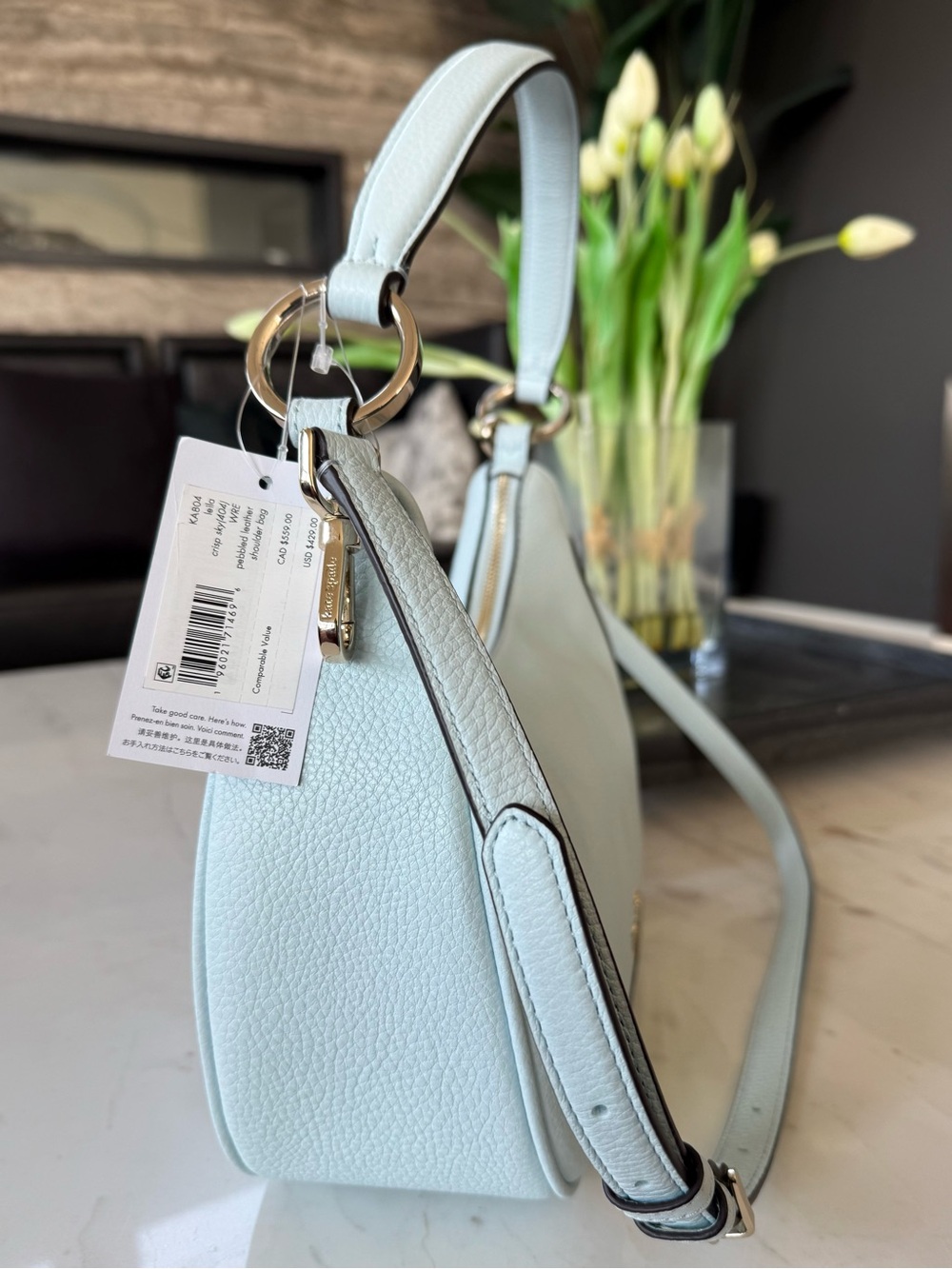 New Kate Spade Leila Pebbled Leather Shoulder/Crossbody Bag Crisp Sky - Picture 10 of 16